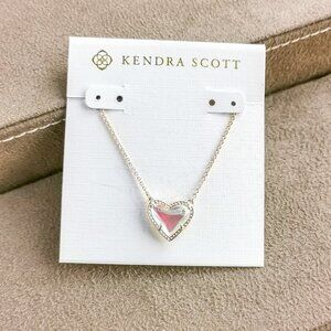 Kendra Scott Ari Heart Necklace, Gold Dichroic Glass